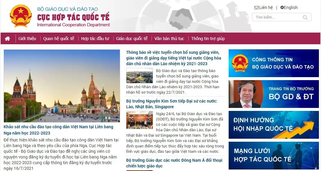 Cục Hợp tác quốc tế khảo sát nhu cầu học bổng Hiệp định 2022 2 website cuc hop tac quoc te