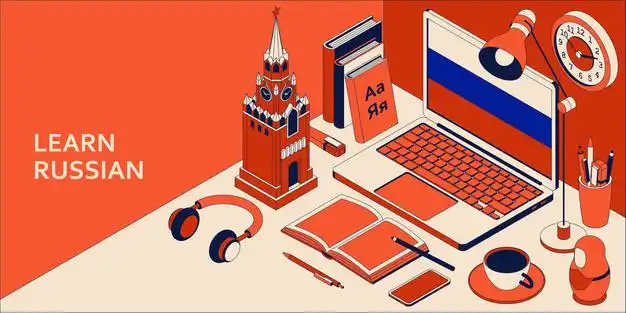Tiếng Nga nằm top 5 ngôn ngữ phổ biến nhất thế giới 1 learn russian language isometric concept with open laptop illustration