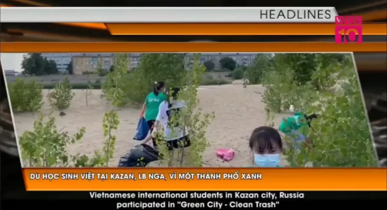 sinh vien kazan gom rac