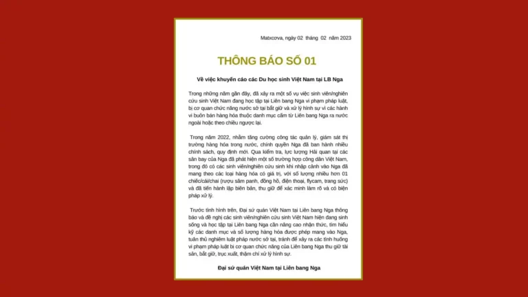Thông báo số 1 của ĐSQ về nhập cảnh của du học sinh vào Nga 3 thong bao so 1 cua dsq ve nhap canh cua du hoc sinh vao nga