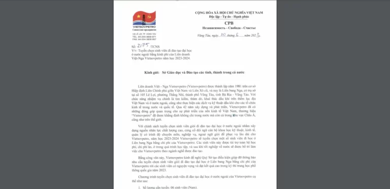thong bao tuyen sinh hoc bong dai hoc nga cua vietsopetro 2023 2024