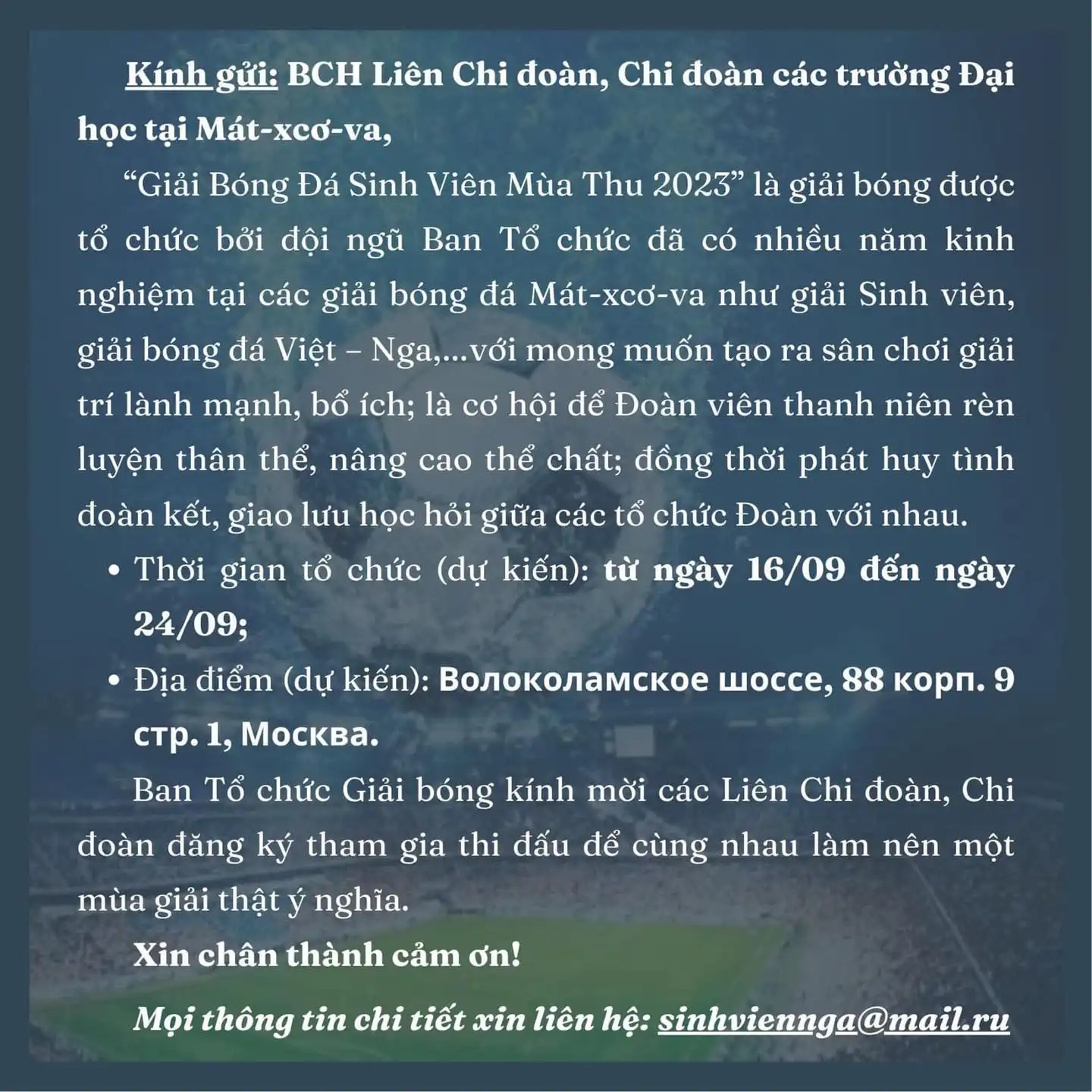 Mời tham dự Giải bóng đá Sinh viên mùa thu 2023 2 moi tham du giai bong da sinh vien mua thu 2023